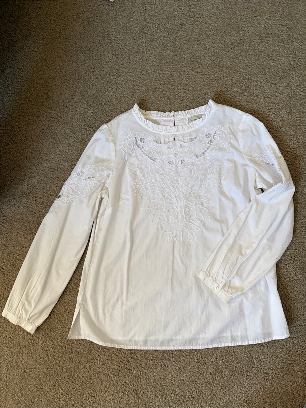 Talbots EMBROIDERED CUTOUT POPLIN TOP